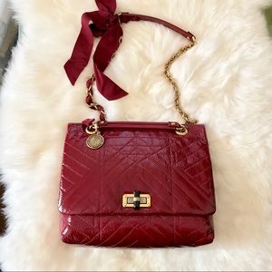 LANVIN Quilted Red Patent Leather Happy Handbag